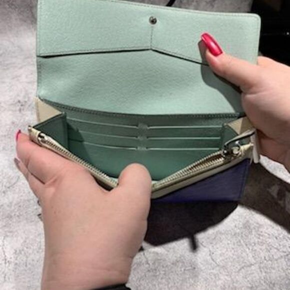 🔷️Louis Vuitton Wallet Electric Epi Flore Tricolor Amande Authentic - Picture 6 of 13